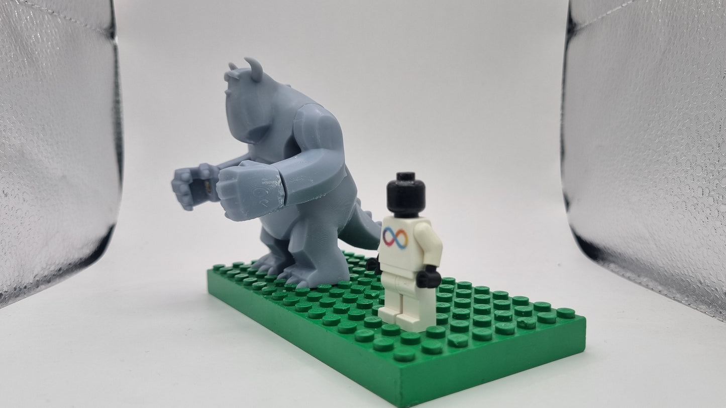 Building toy custom 3D printed blue friendly monster bigfig!