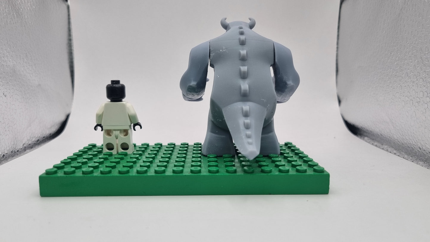 Building toy custom 3D printed blue friendly monster bigfig!