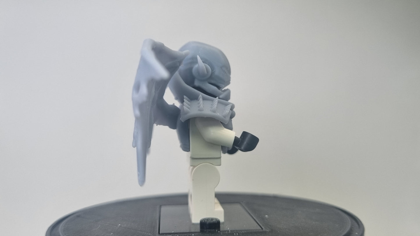 Building toy custom 3D printed super villain with open wings!