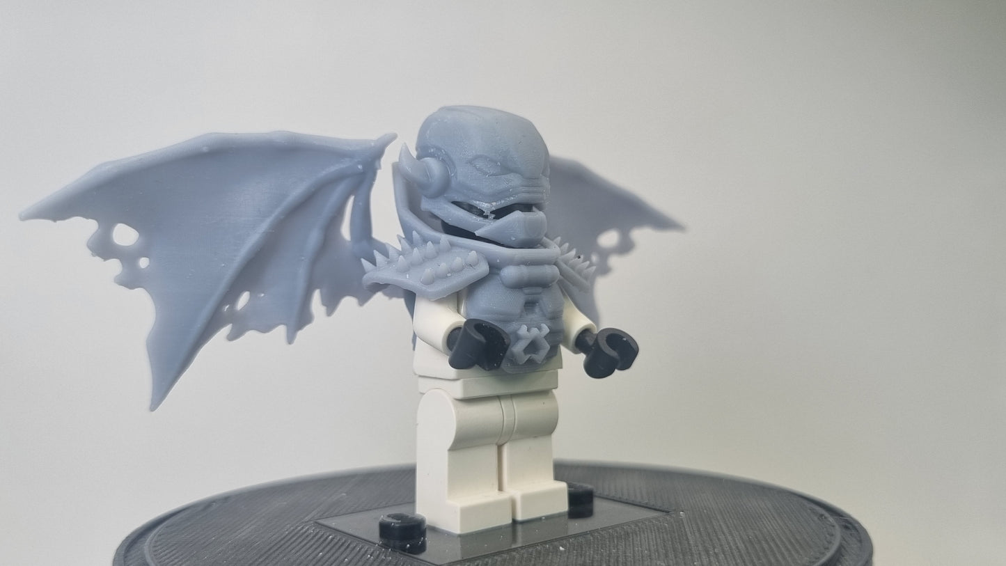 Building toy custom 3D printed super villain with open wings!