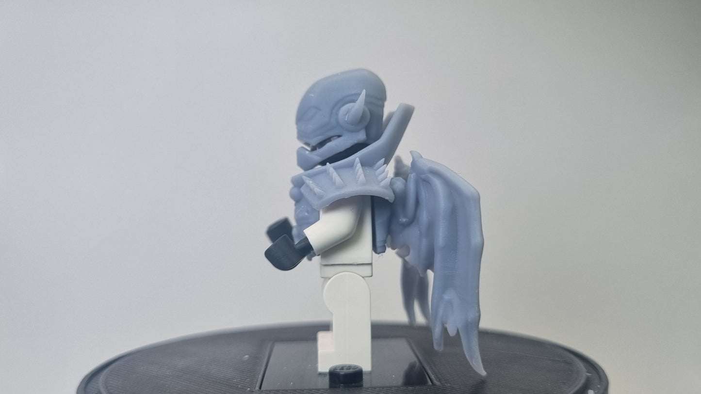 Building toy custom 3D printed super villain with closed wings!