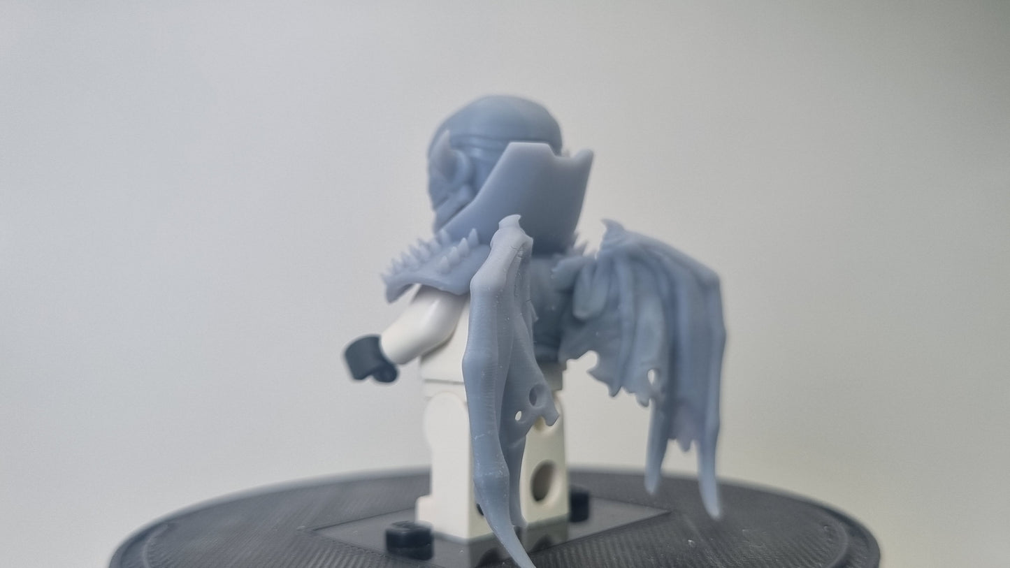 Building toy custom 3D printed super villain with closed wings!
