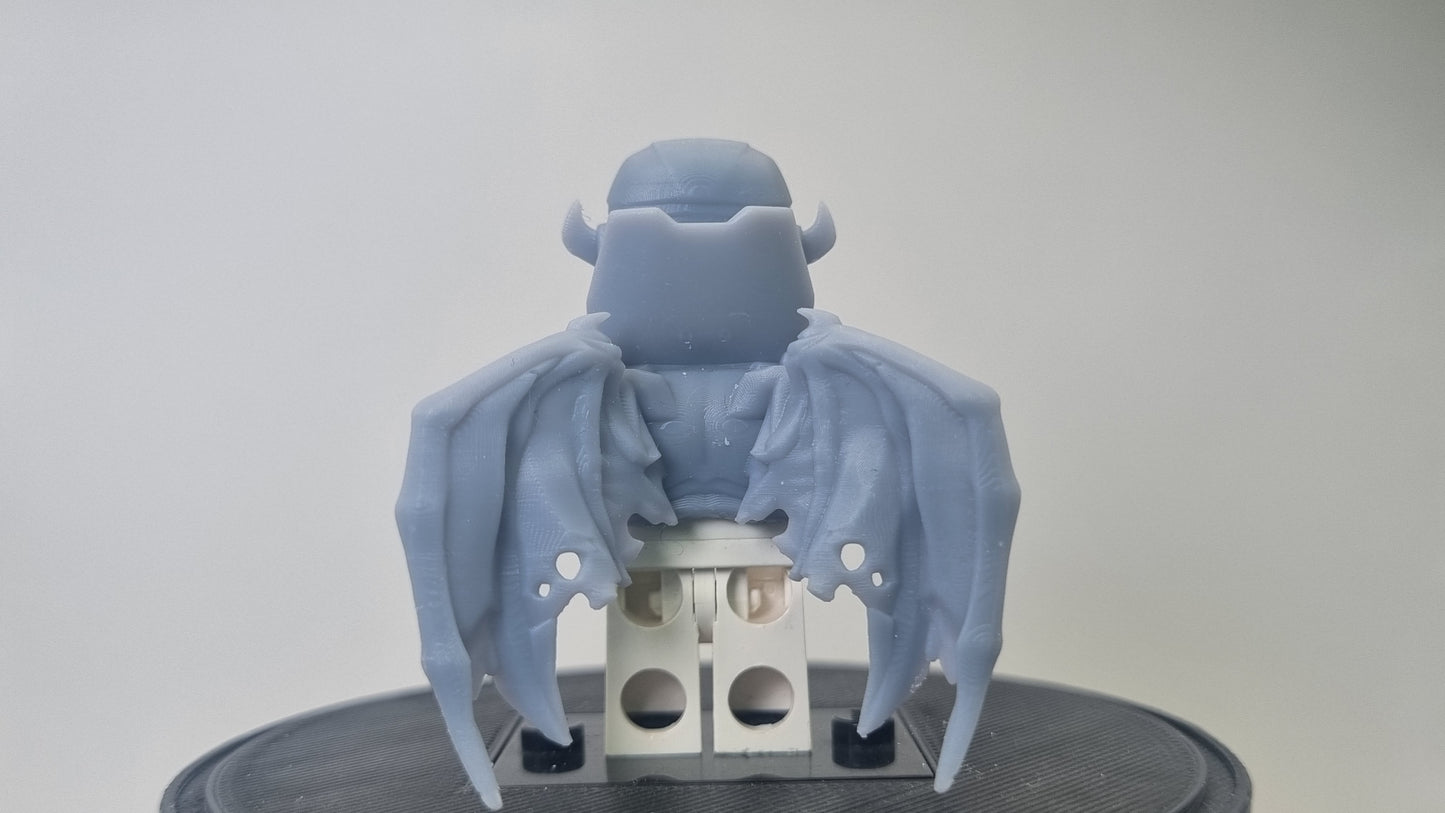 Building toy custom 3D printed super villain with closed wings!