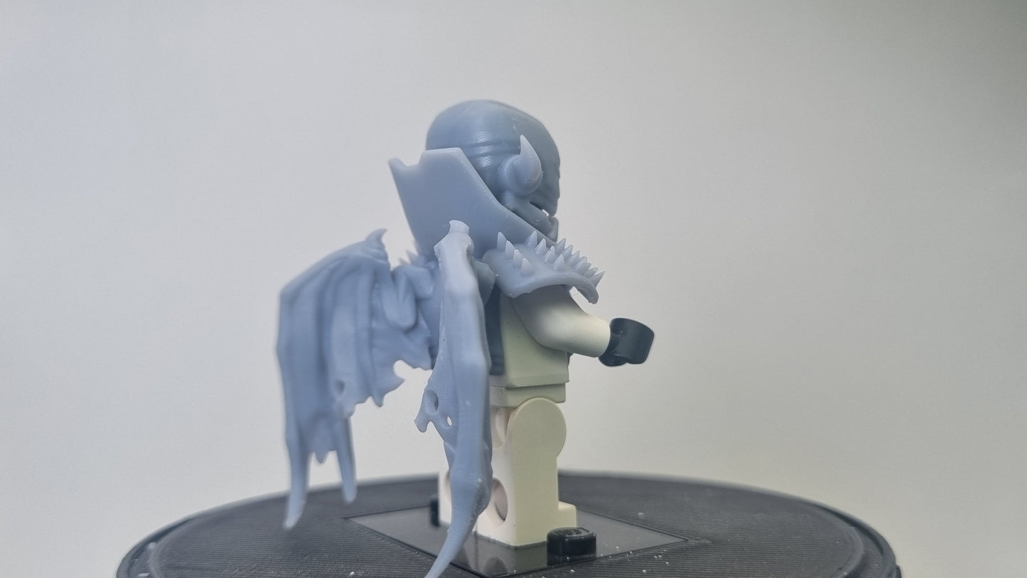 Building toy custom 3D printed super villain with closed wings!