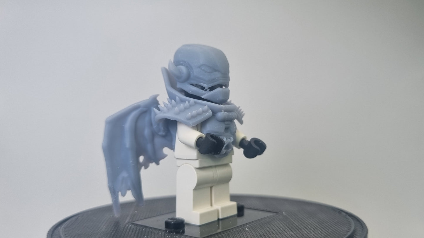 Building toy custom 3D printed super villain with closed wings!