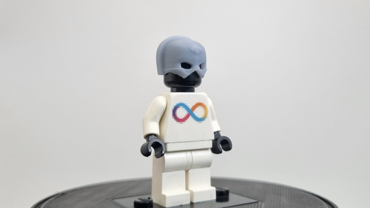 Building toy custom 3D printed chrome crime fighter helmet!
