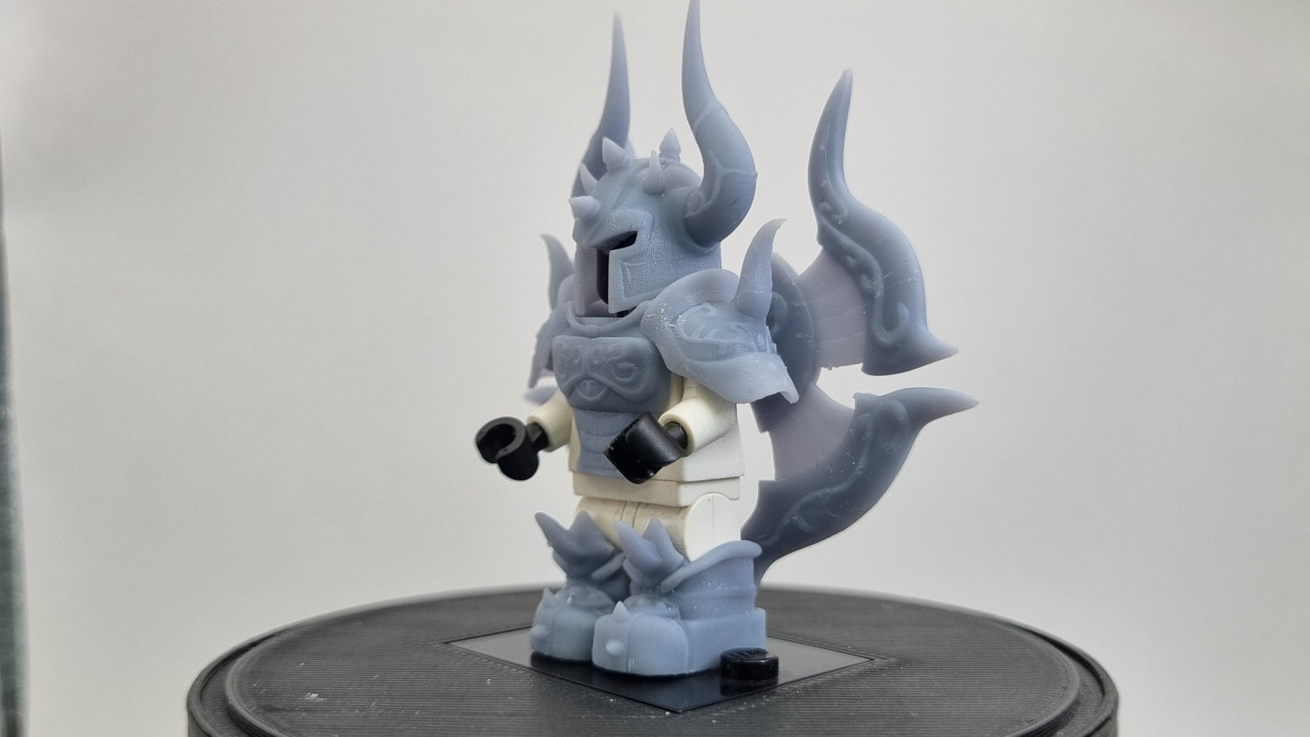 Building toy custom 3D printed gold warrior god with big circle on his back!