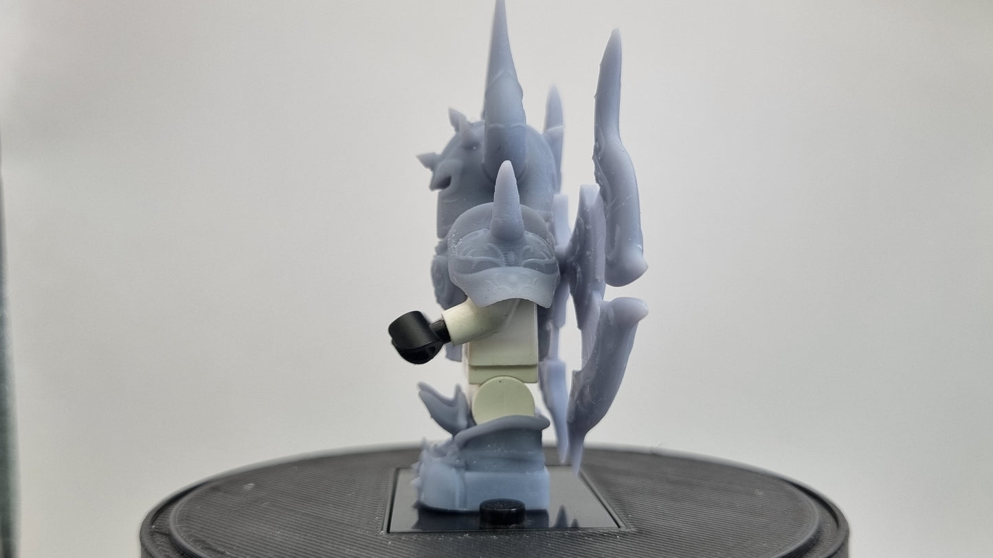 Building toy custom 3D printed gold warrior god with big circle on his back!