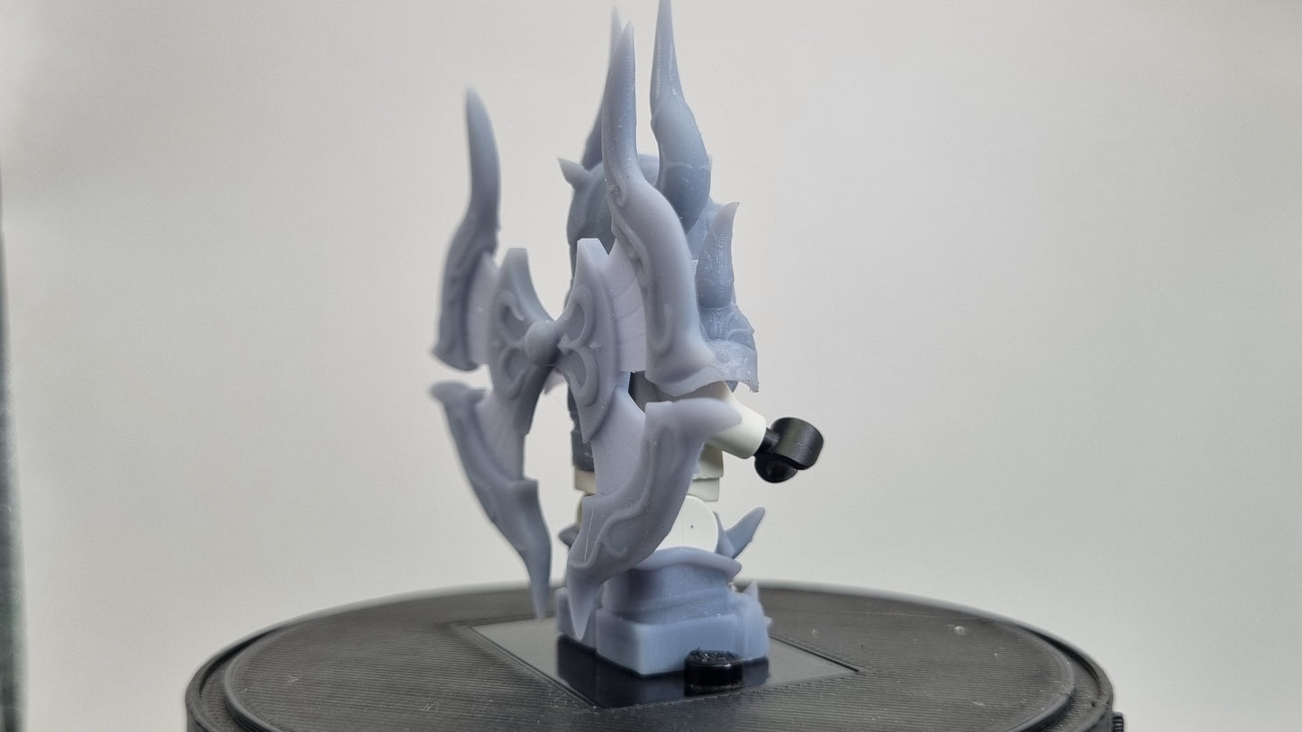 Building toy custom 3D printed gold warrior god with big circle on his back!