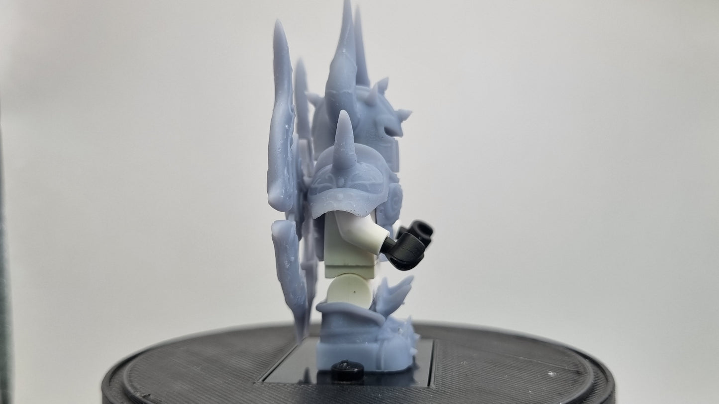 Building toy custom 3D printed gold warrior god with big circle on his back!