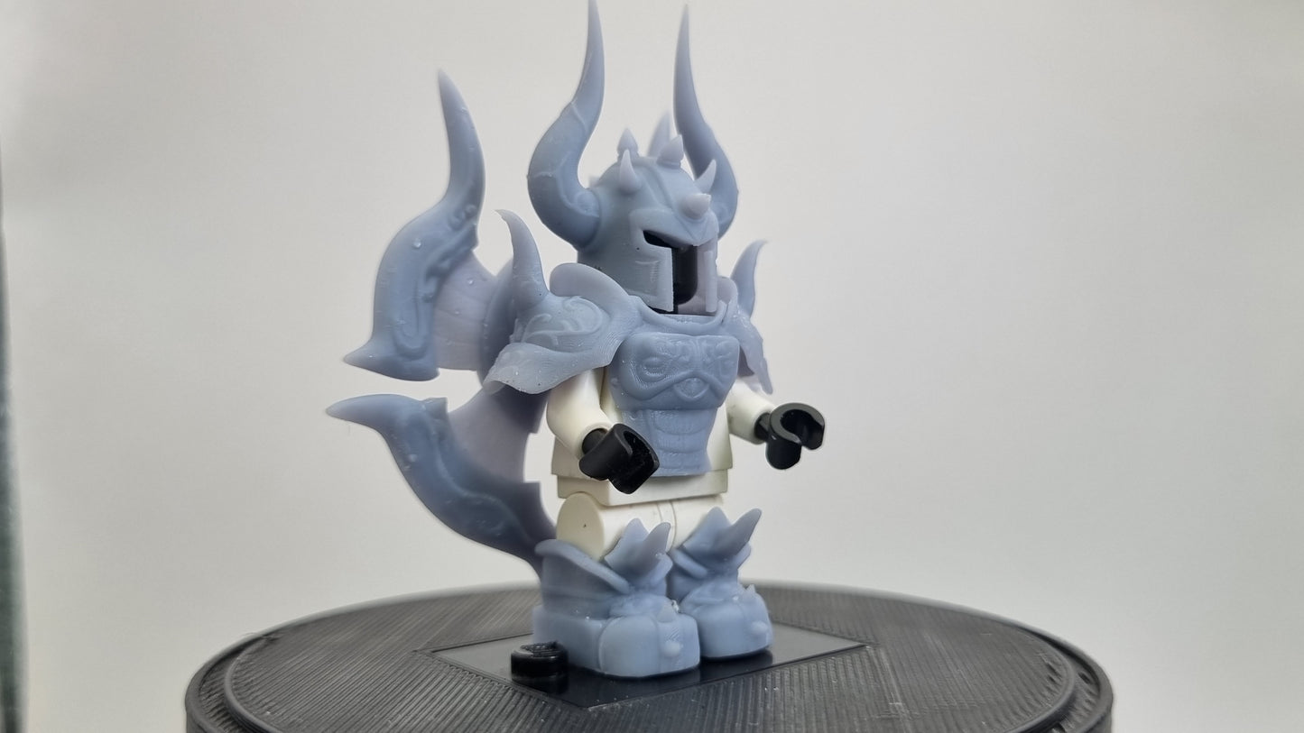 Building toy custom 3D printed gold warrior god with big circle on his back!