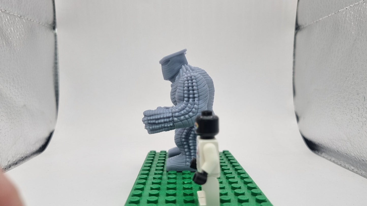 Building toy custom 3D printed super hero destroying monster!