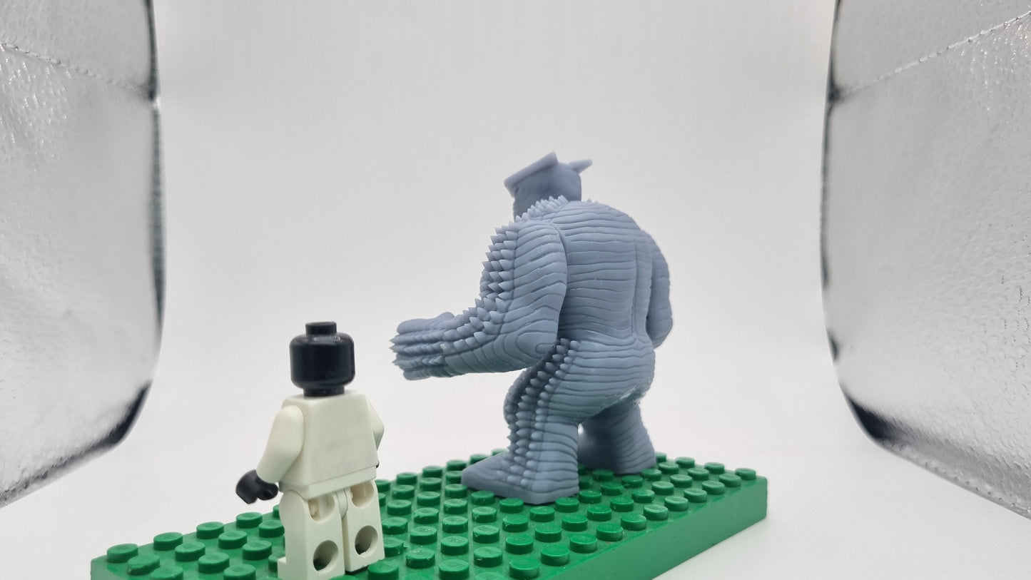 Building toy custom 3D printed super hero destroying monster!