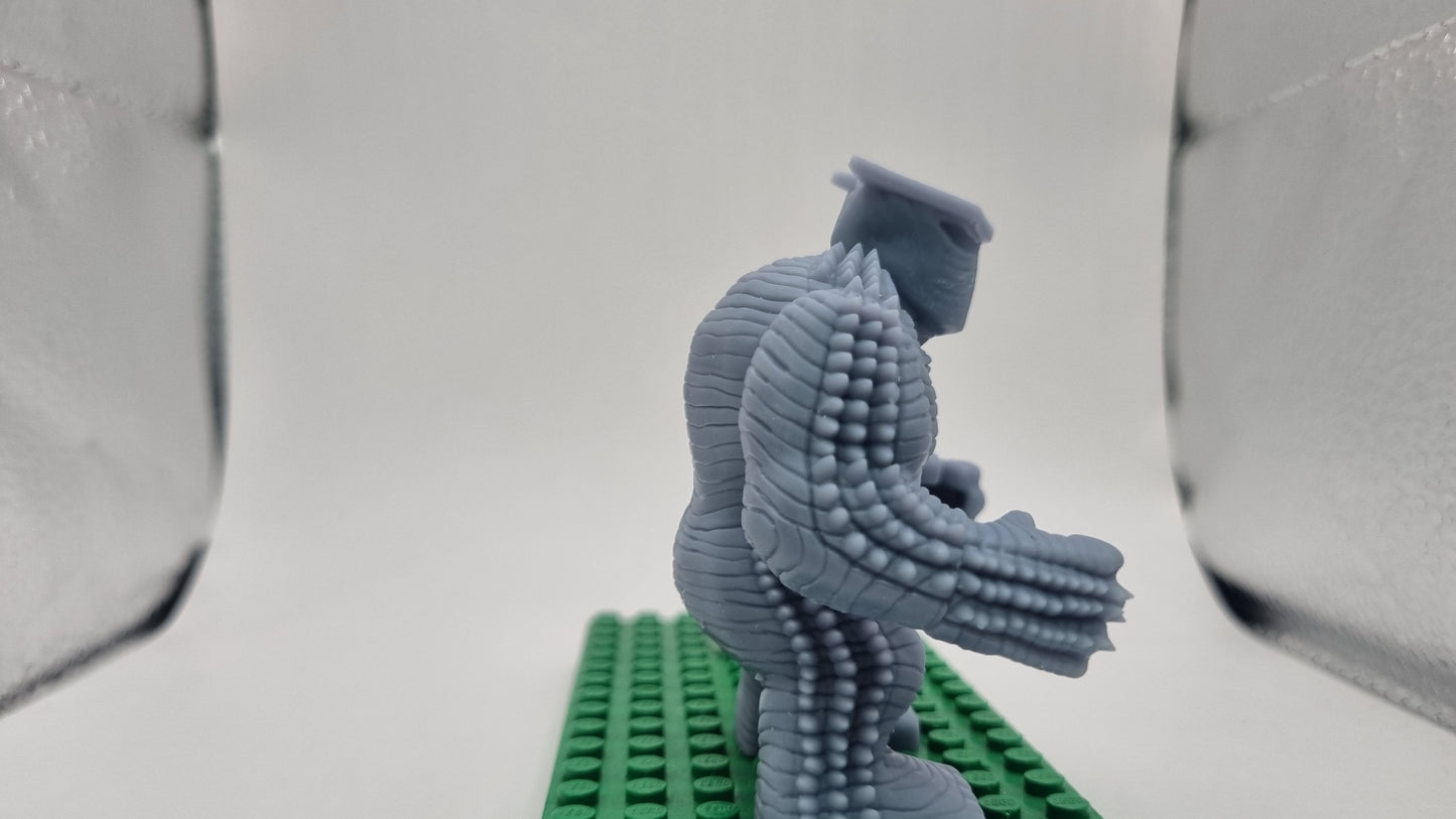 Building toy custom 3D printed super hero destroying monster!