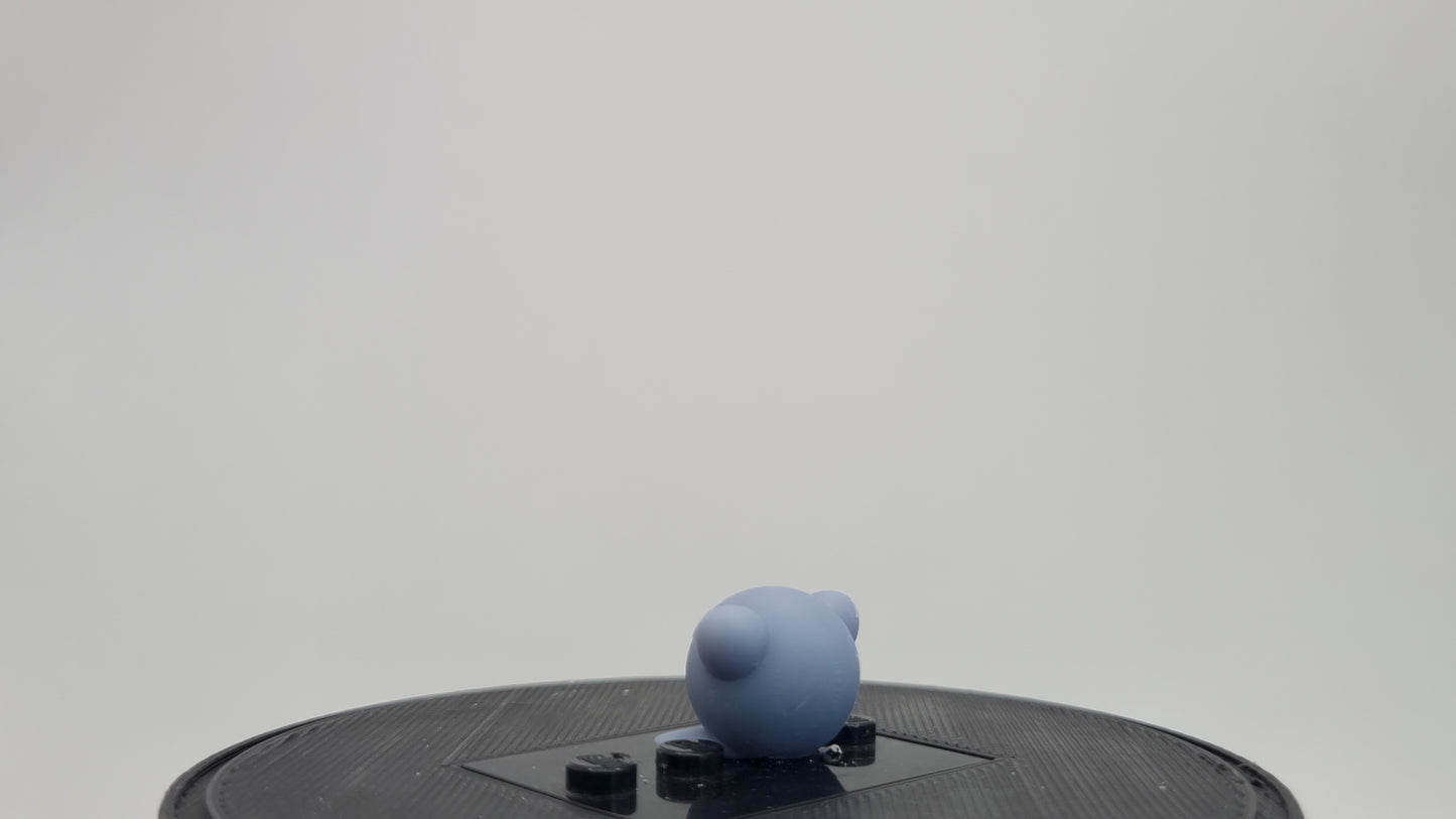 Building toy custom 3D printed tiny purple blob with open mouth!