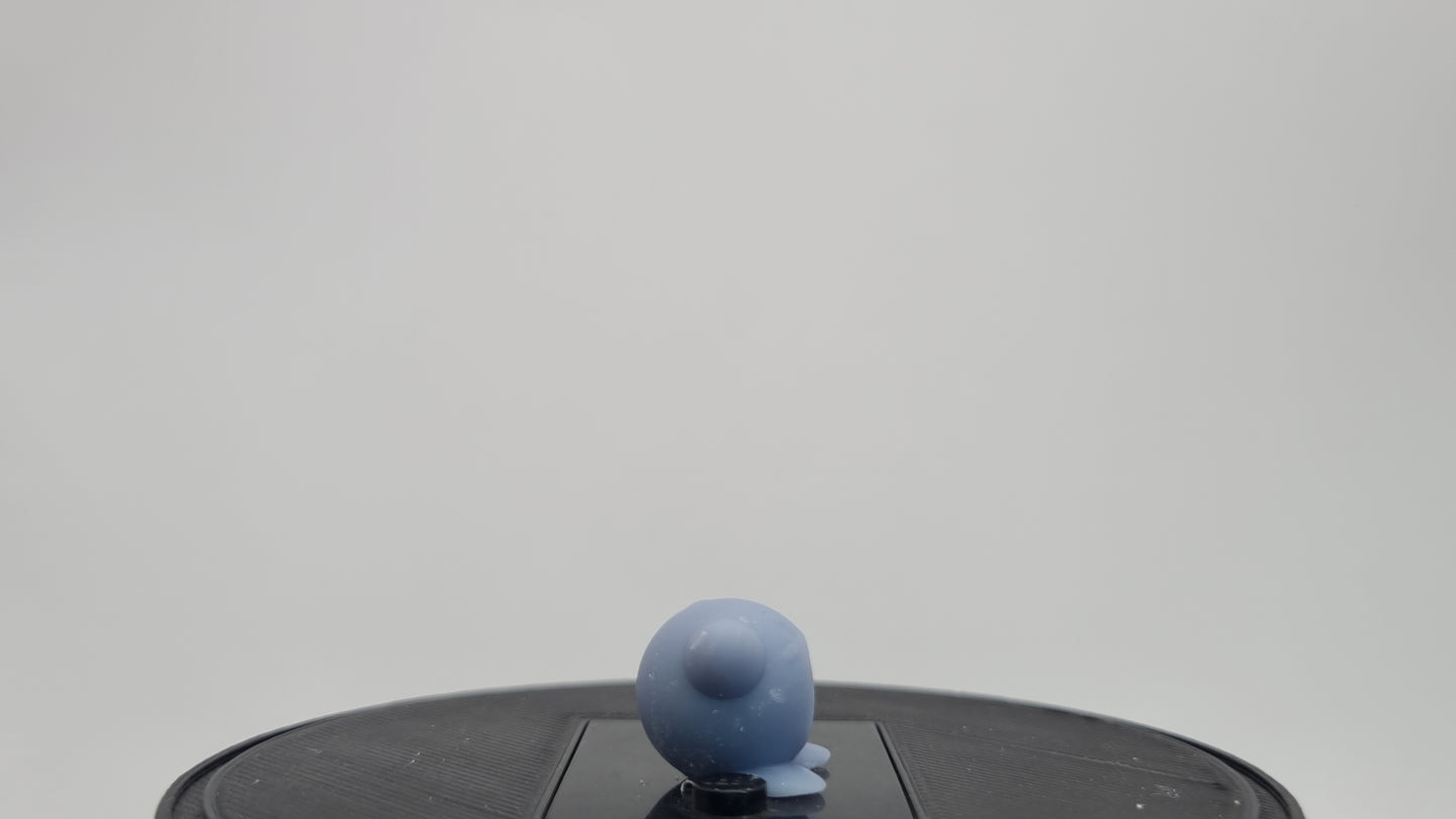 Building toy custom 3D printed tiny purple blob with open mouth!