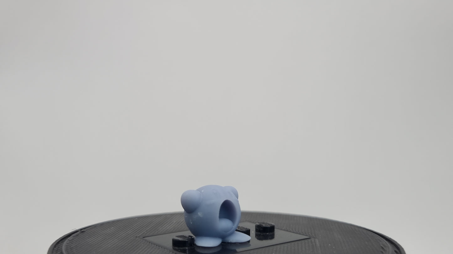 Building toy custom 3D printed tiny purple blob with open mouth!