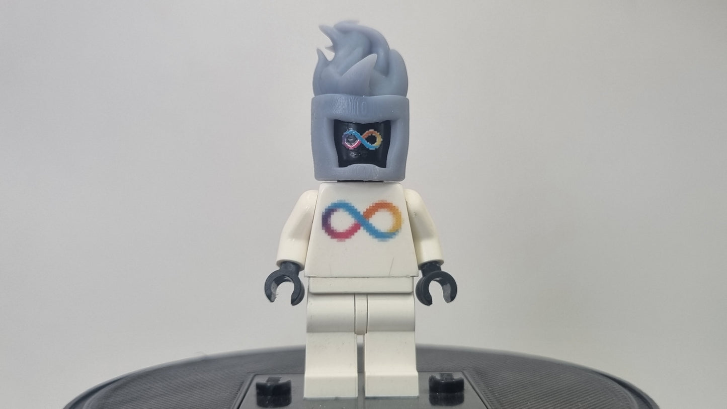 Building toy custom 3D printed flame head helmet!