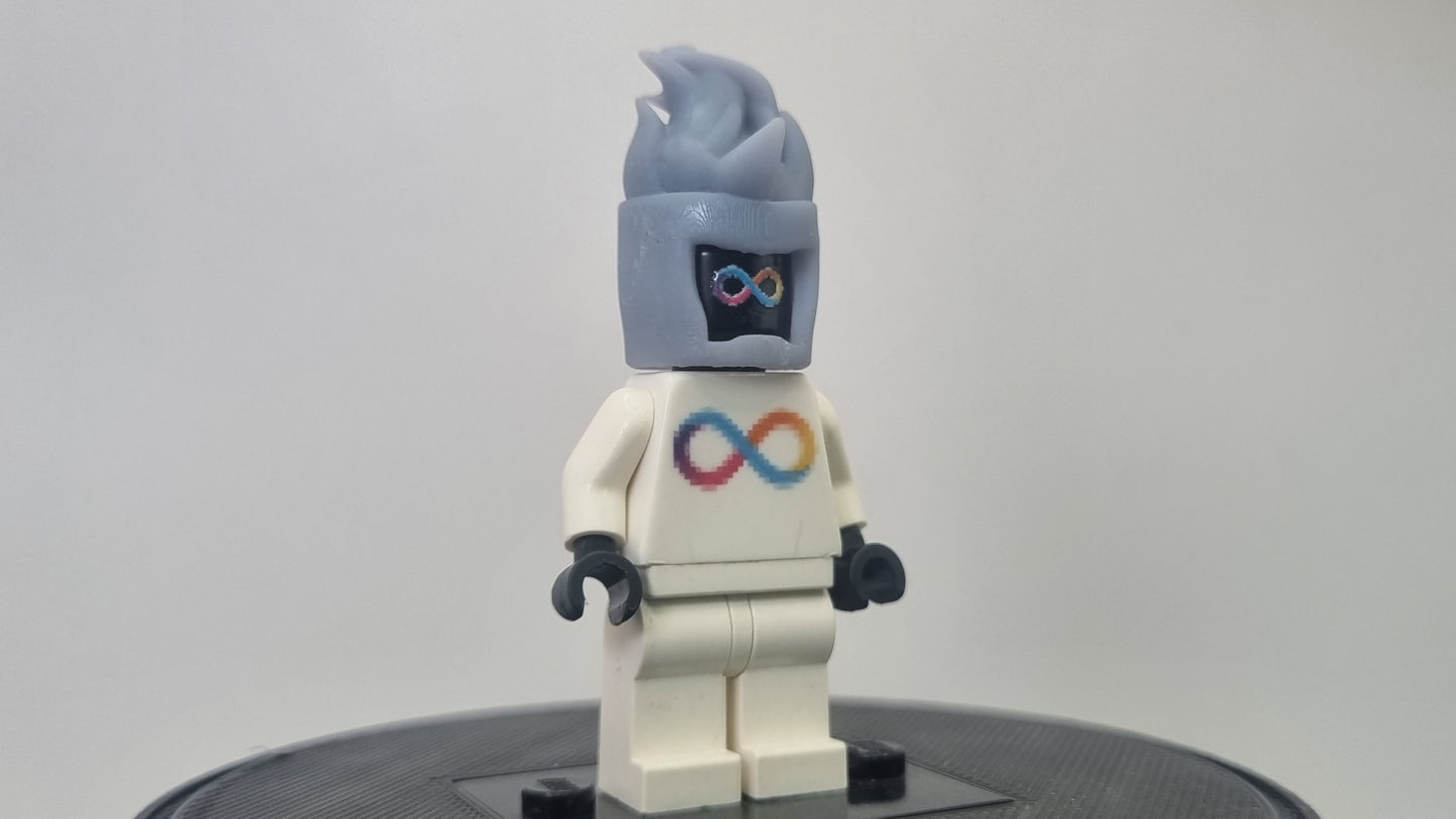 Building toy custom 3D printed flame head helmet!