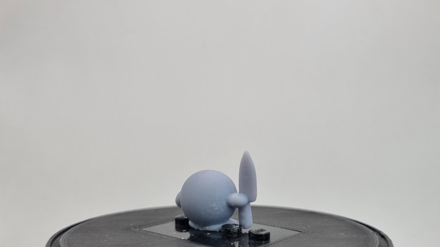 Building toy custom 3D printed purple blob with knife!