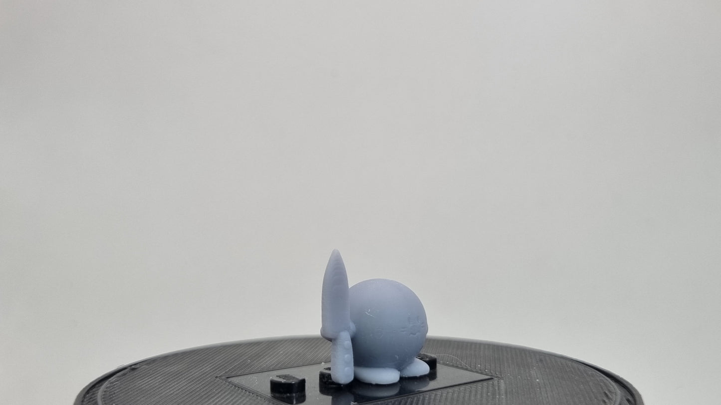 Building toy custom 3D printed purple blob with knife!
