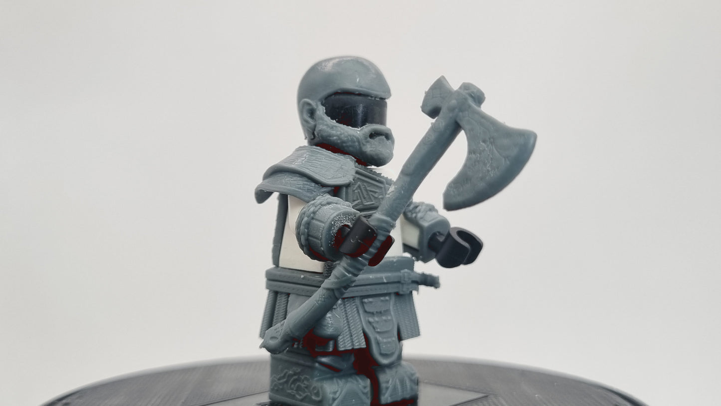 Building toy custom 3D printed older and wiser angry god killer! Printed in 12k high resolution resin!
