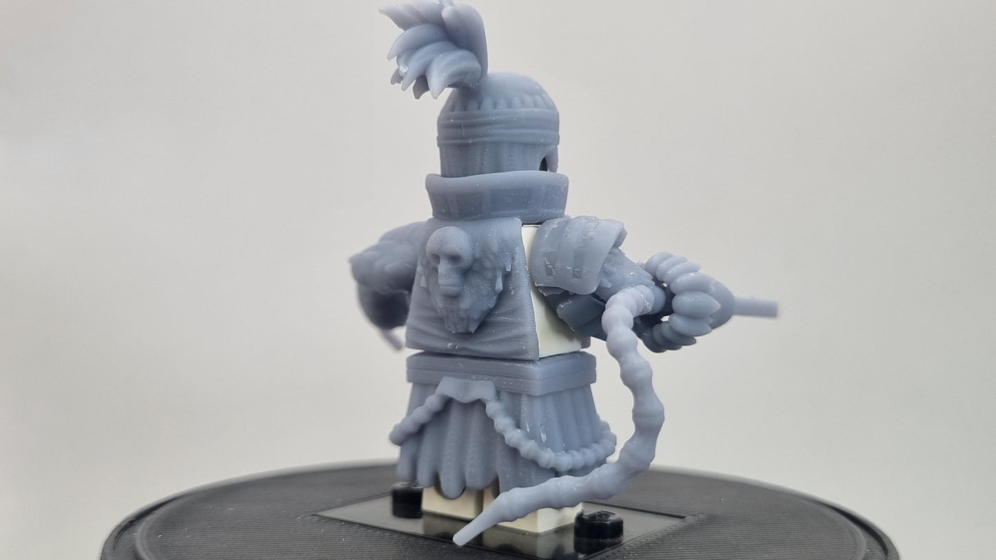 Building toy custom 3D printed soul fighter with red hair and extra arm!