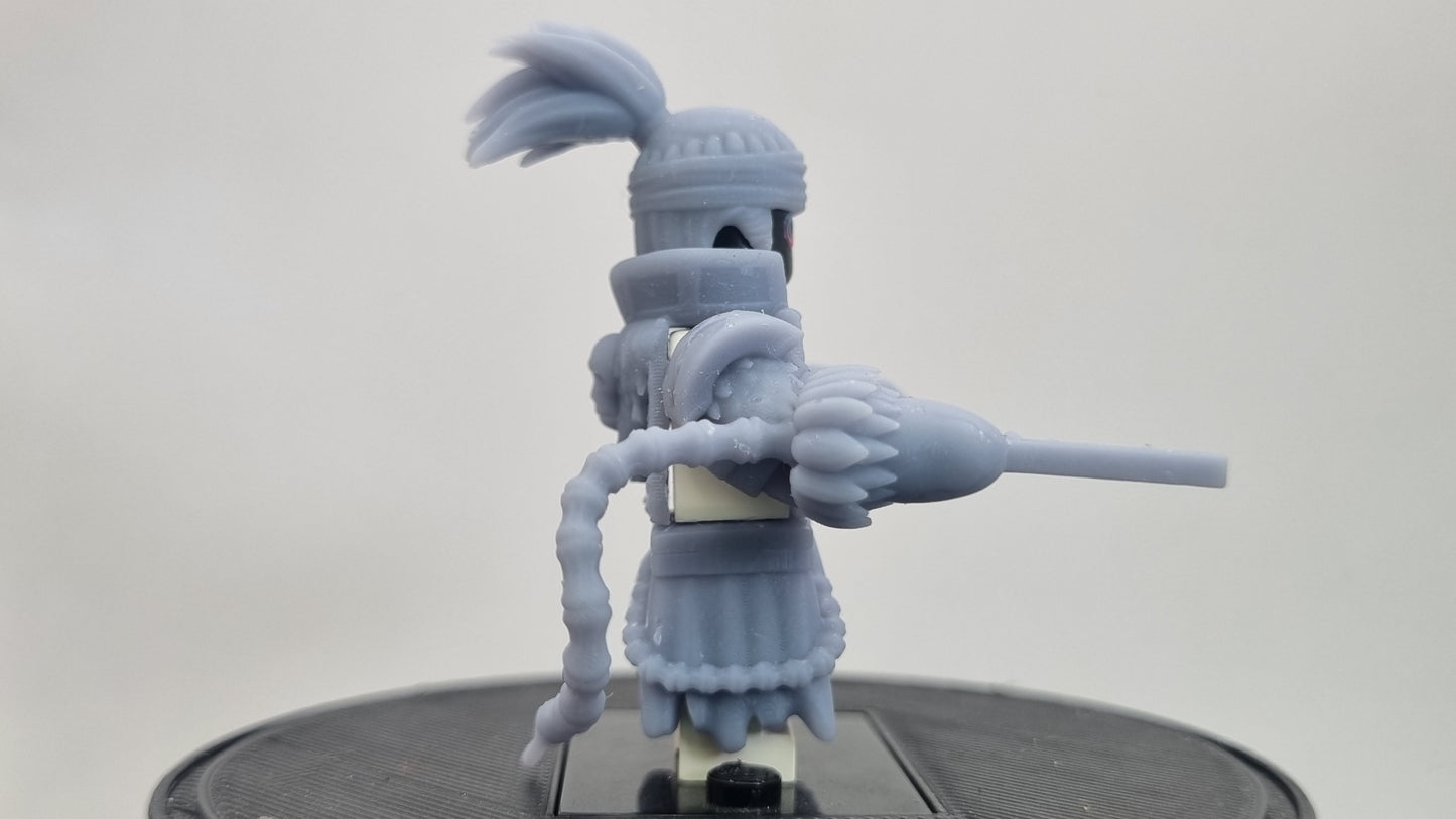 Building toy custom 3D printed soul fighter with red hair and extra arm!