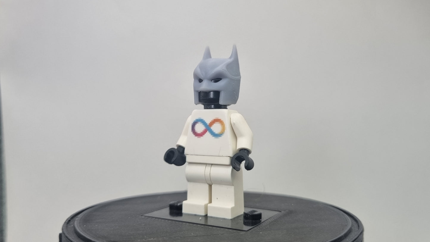 Building toy custom 3D printed super hero bat mask with open mouth!