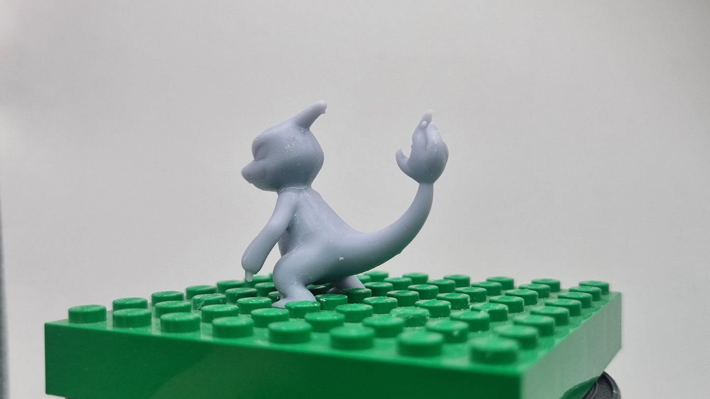 Building toy custom 3D printed animal to catch middle flaming tail dragon guy!