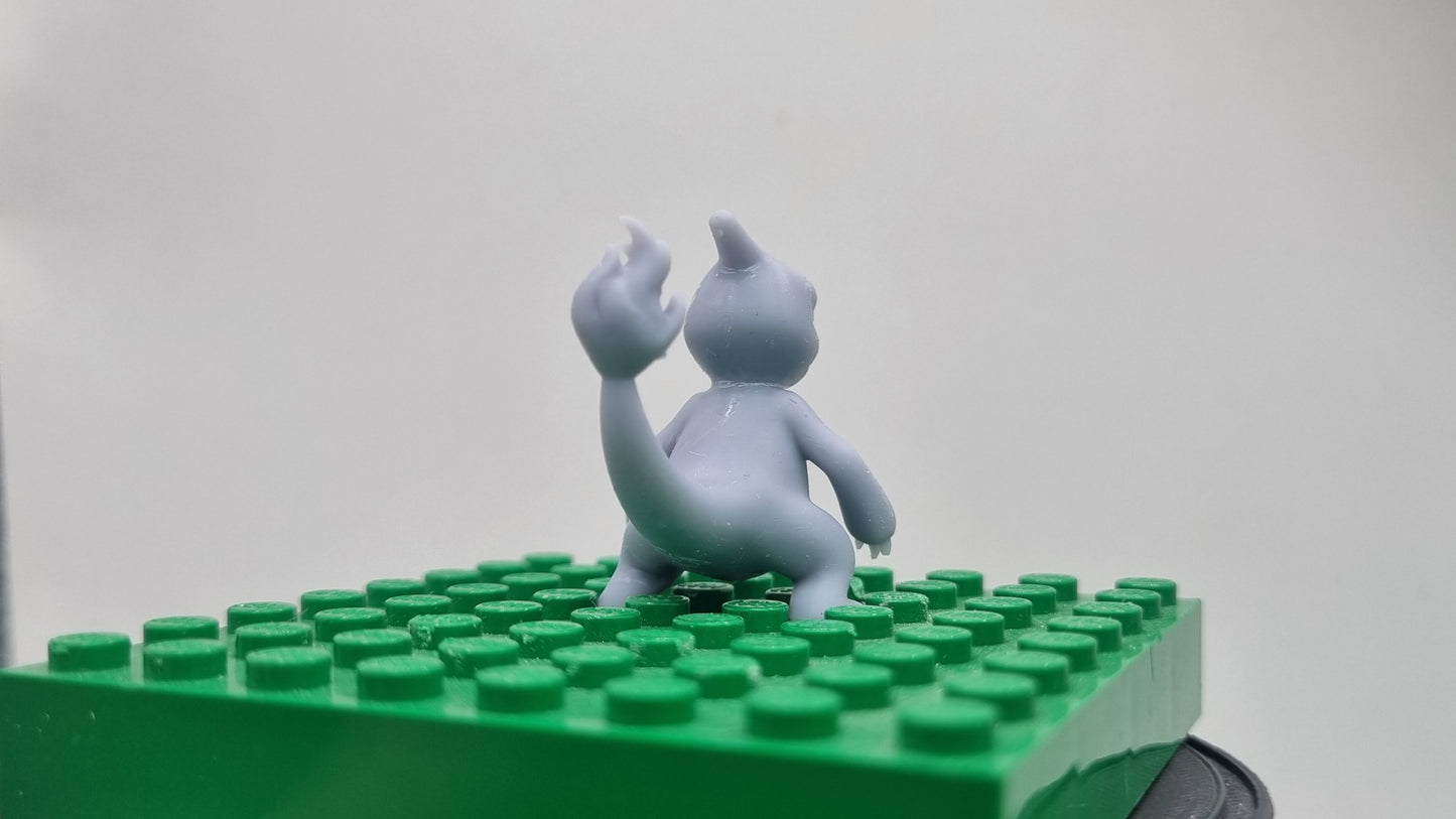 Building toy custom 3D printed animal to catch middle flaming tail dragon guy!