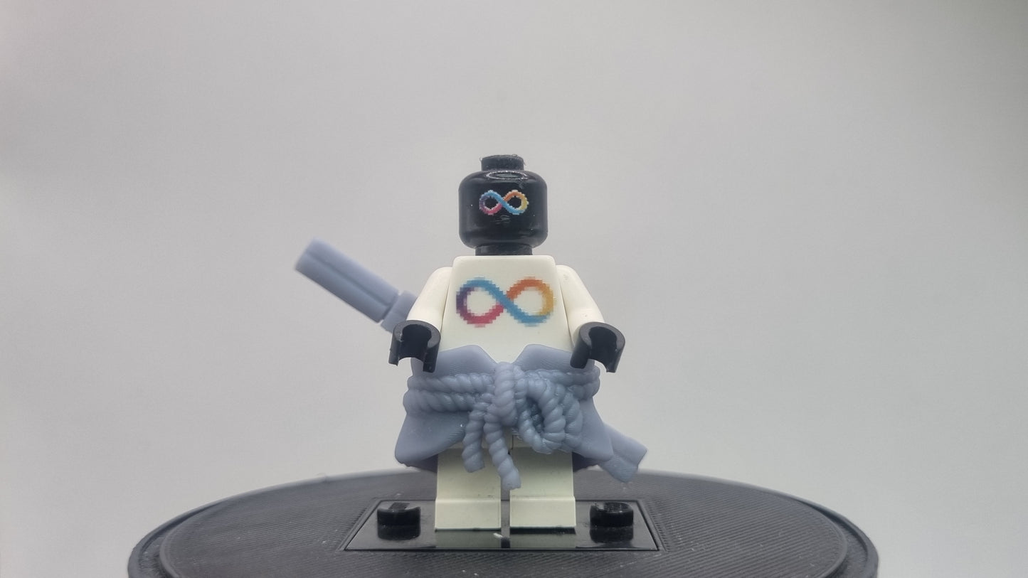 Building toy custom 3D printed ninja with strange eyes sword and mid piece!