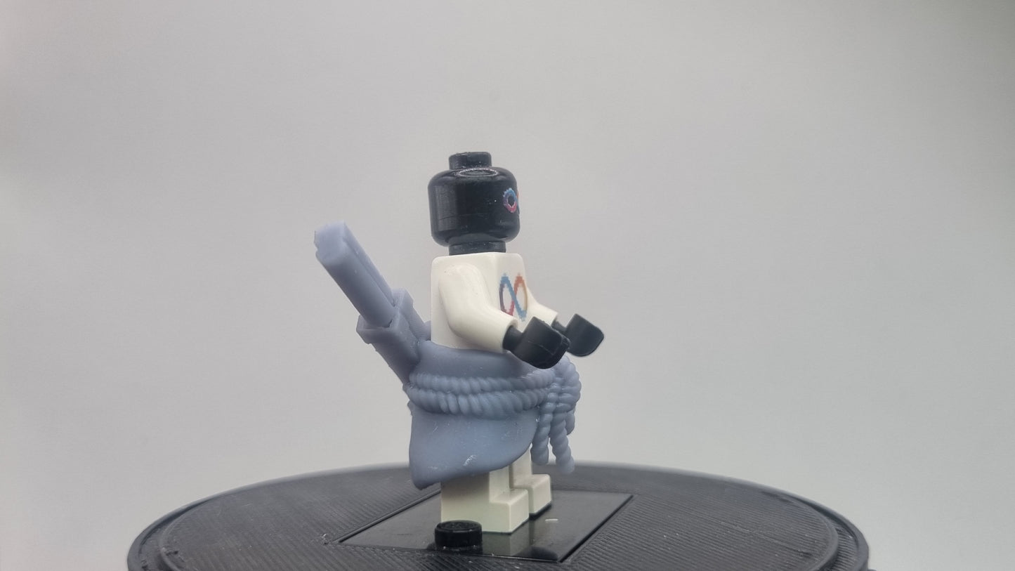 Building toy custom 3D printed ninja with strange eyes sword and mid piece!