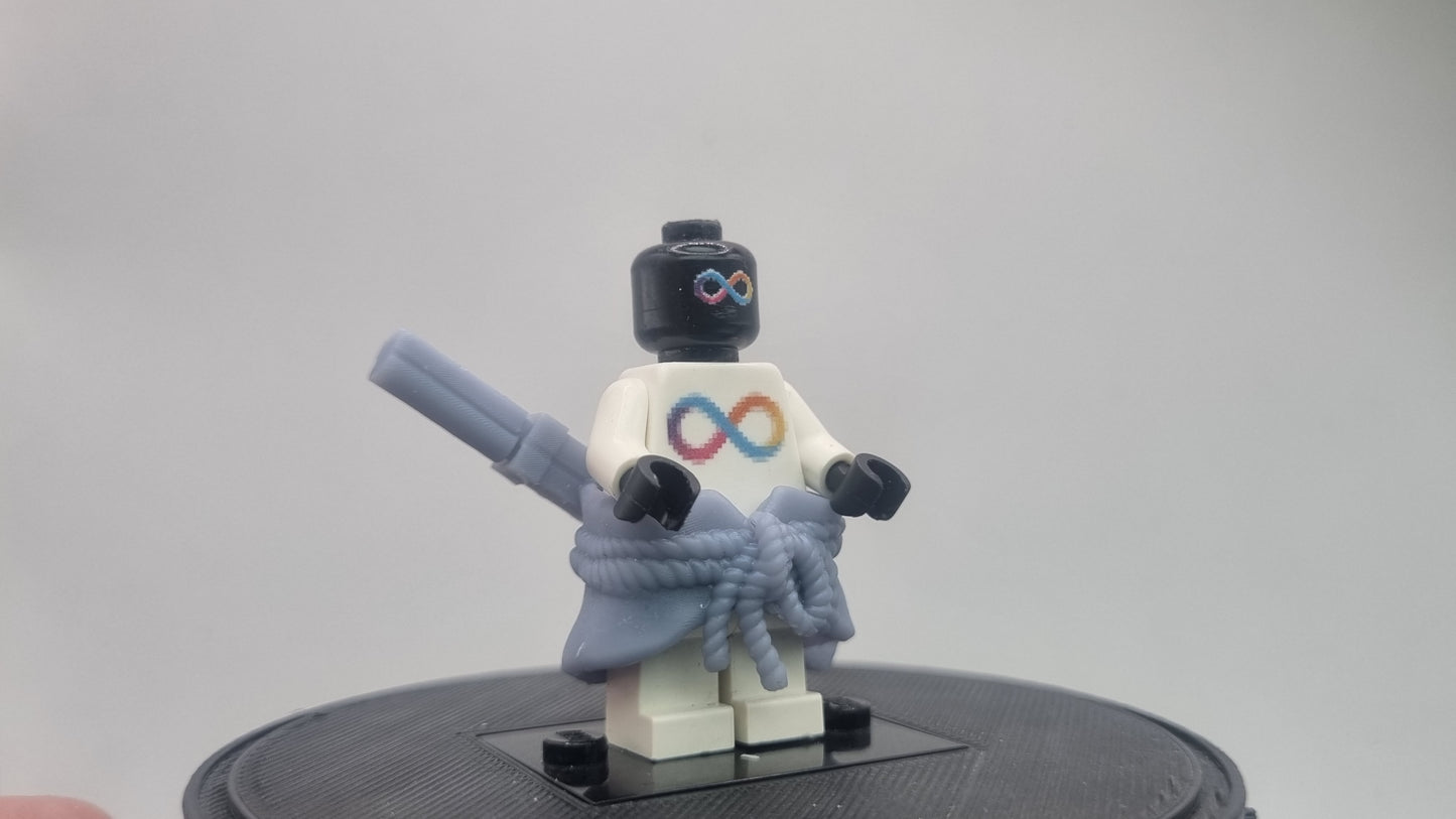 Building toy custom 3D printed ninja with strange eyes sword and mid piece!