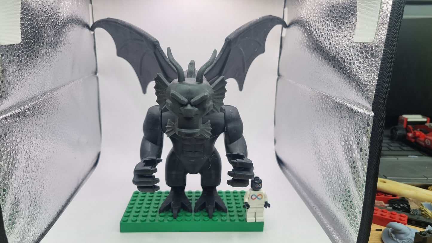 Building toy custom 3D printed huge green dragon!