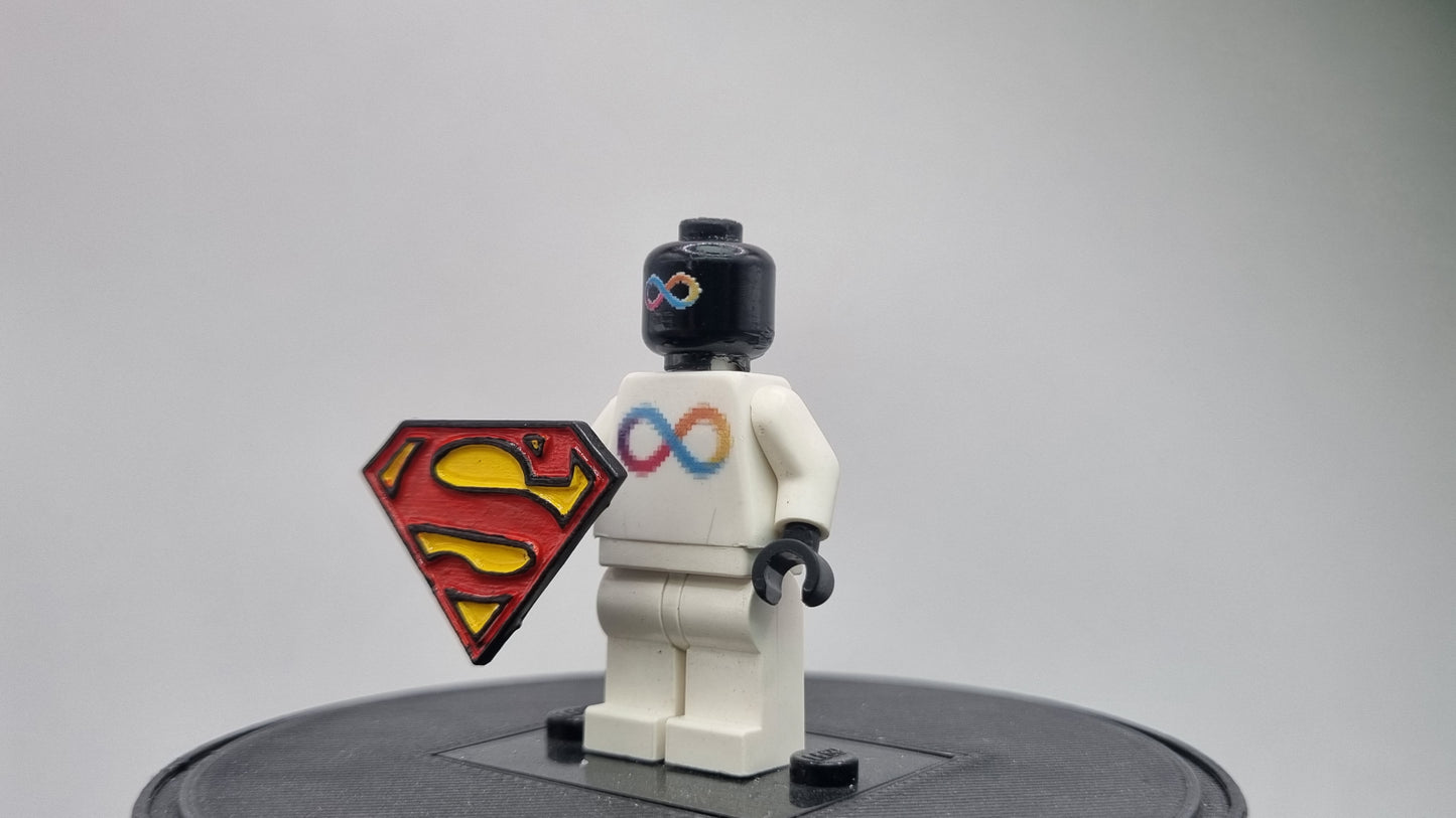 Building toy custom 3D printed super hero shield with S logo!