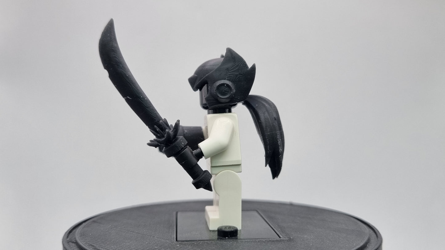 Building toy custom 3D printed mega guy with ponytail!