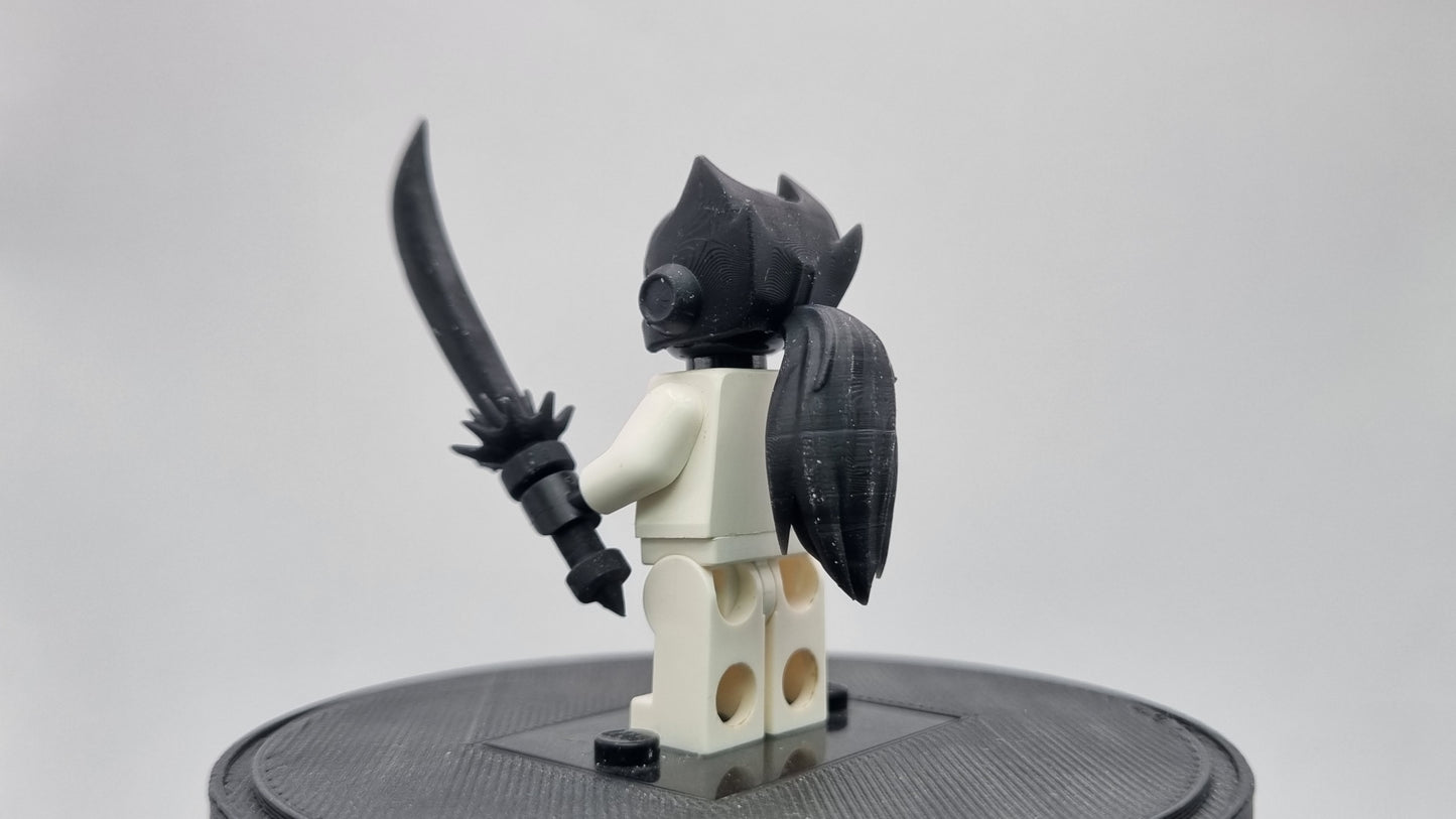 Building toy custom 3D printed mega guy with ponytail!