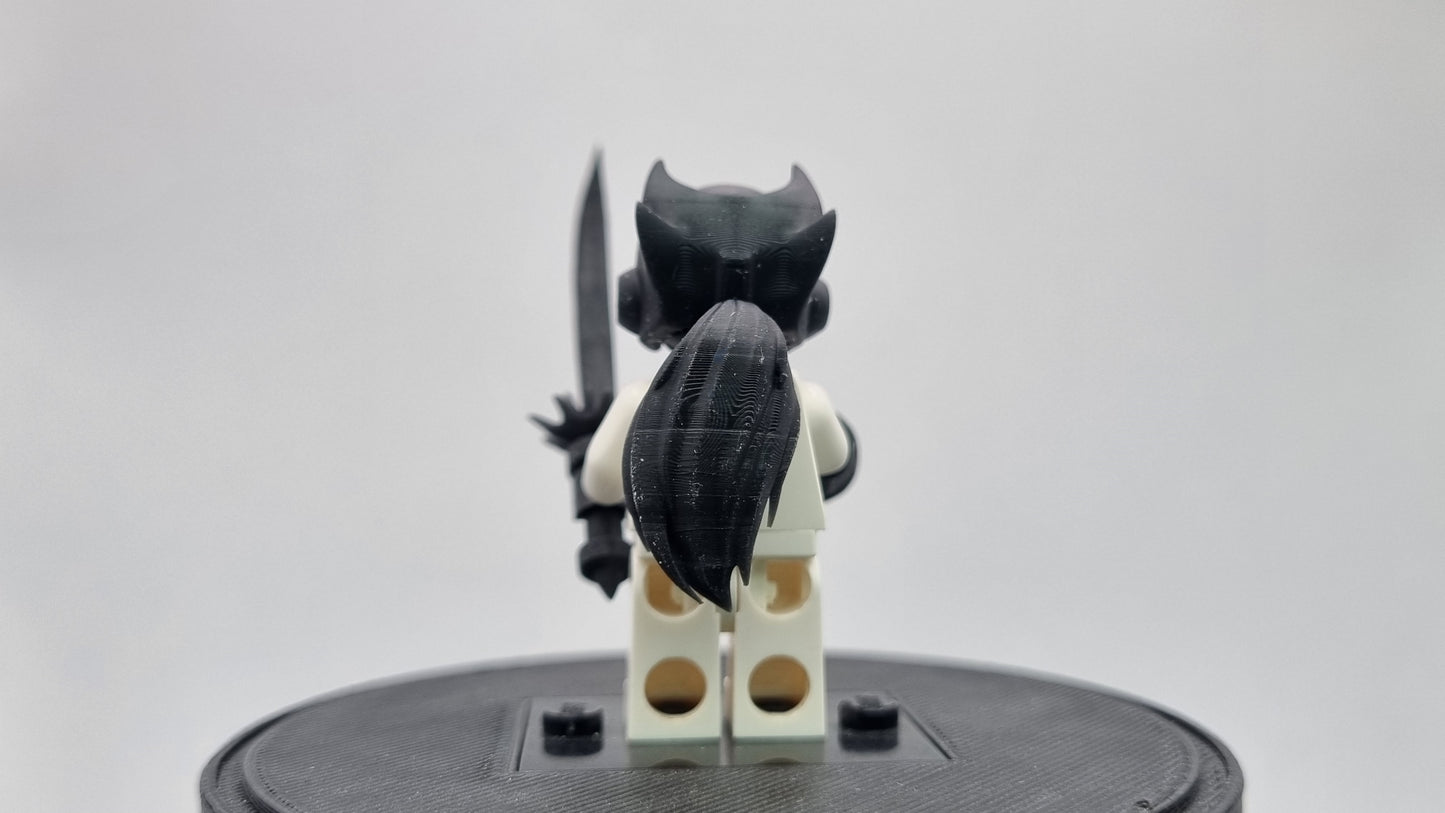 Building toy custom 3D printed mega guy with ponytail!