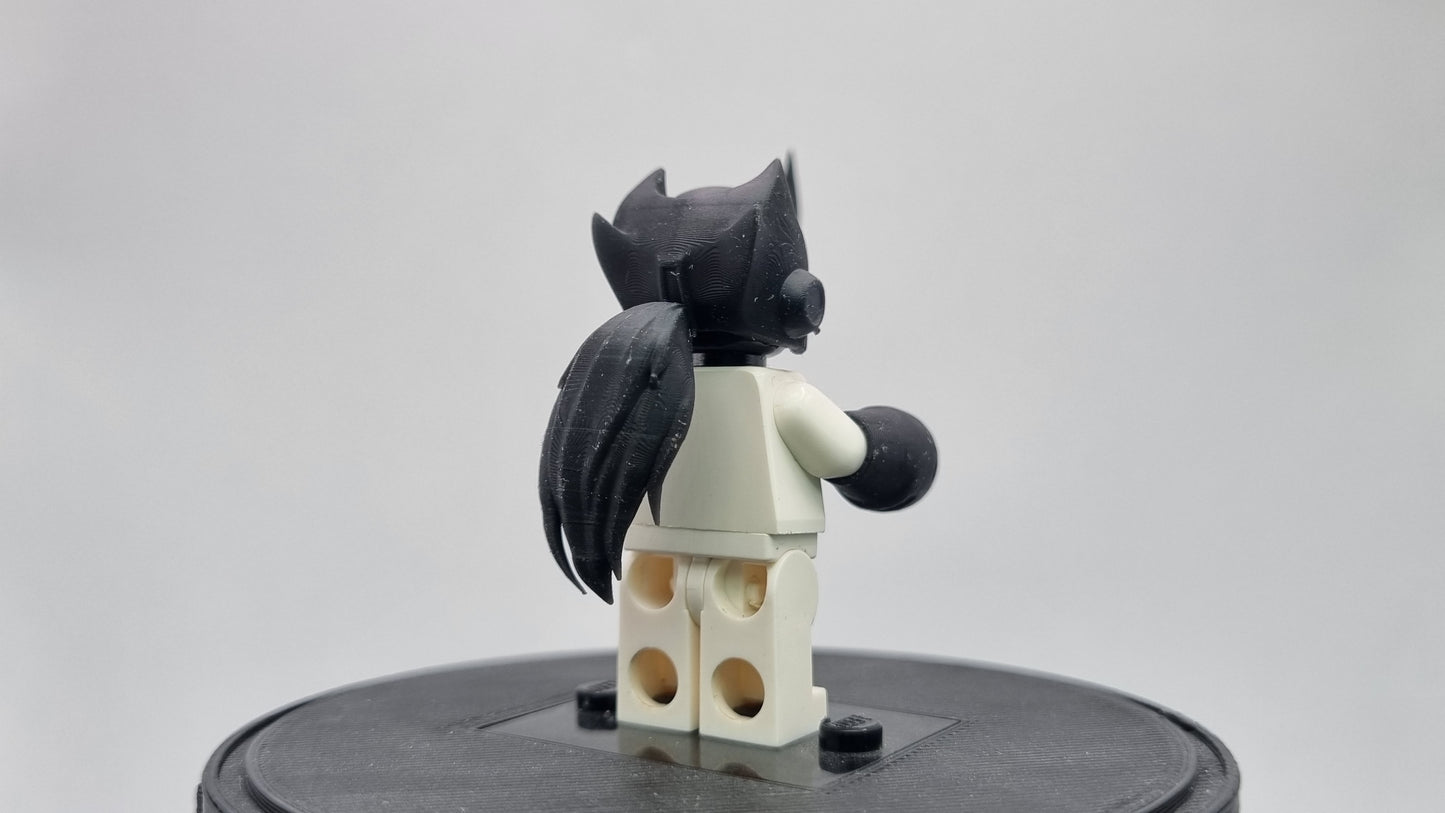 Building toy custom 3D printed mega guy with ponytail!