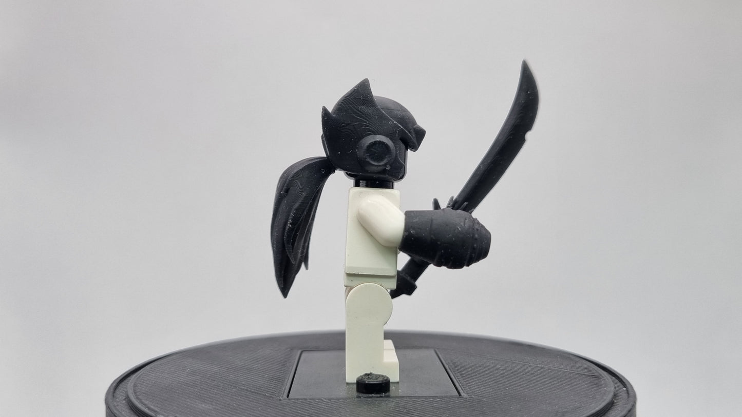Building toy custom 3D printed mega guy with ponytail!