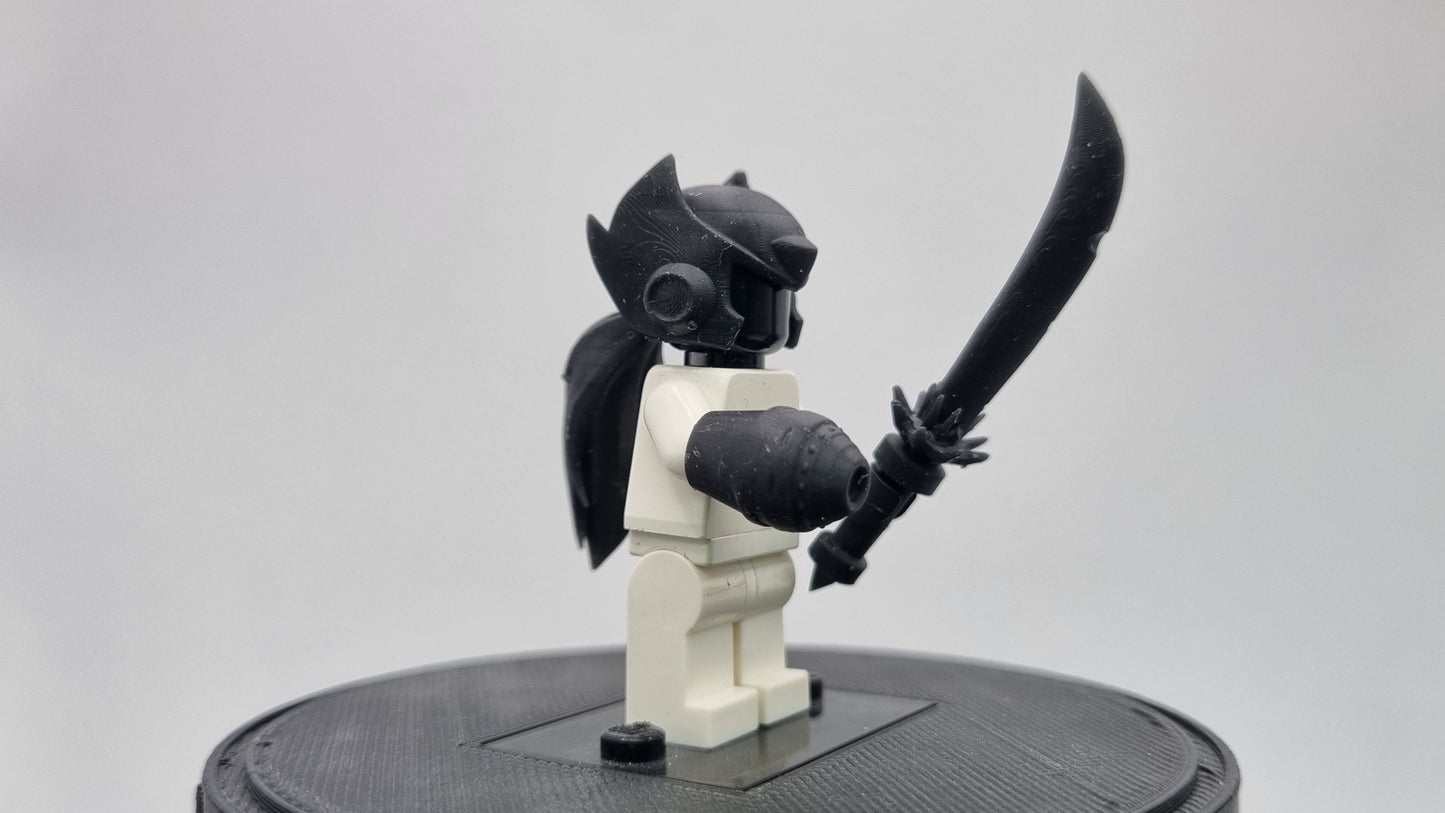 Building toy custom 3D printed mega guy with ponytail!