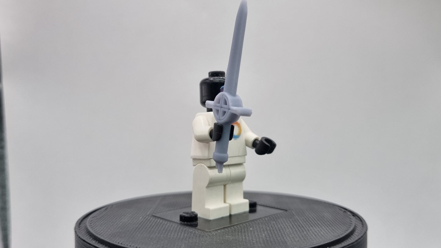 Building toy custom 3D printed adventurer cross sword!