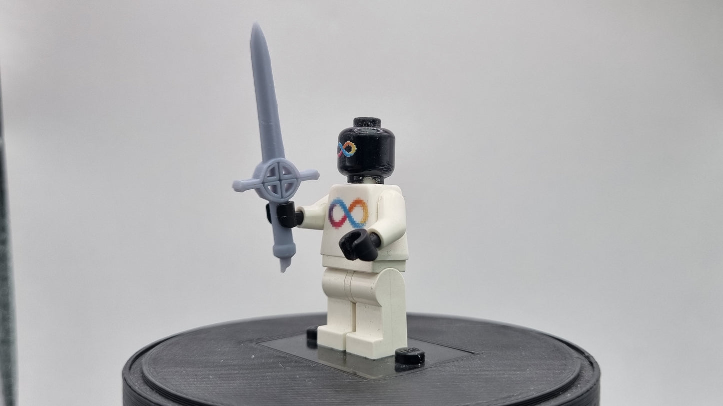 Building toy custom 3D printed adventurer cross sword!