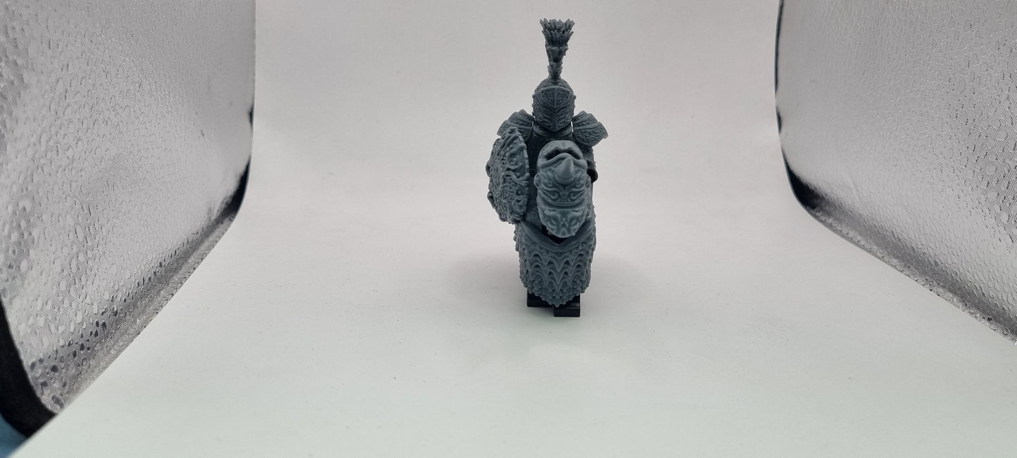 Building toy custom 3D printed lord of the three defender with horse!