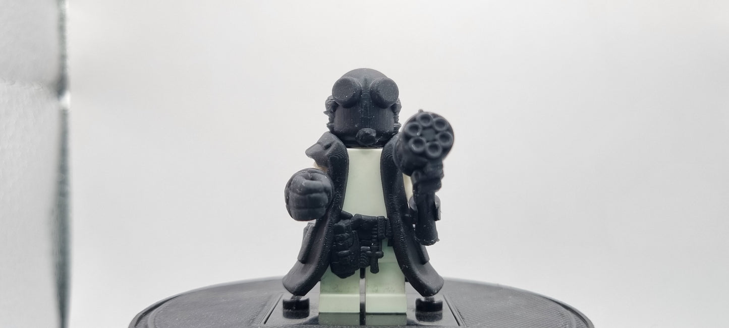 Building toy custom 3D printed red horned devil super hero!