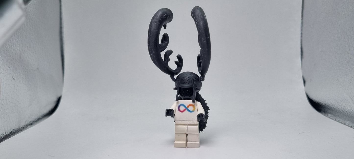 Building toy custom 3D printed reindeer pirate horn form