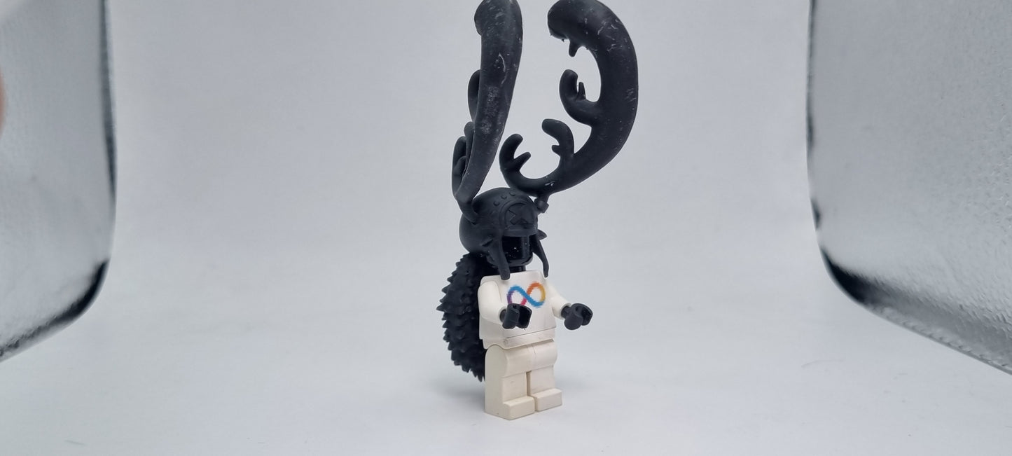 Building toy custom 3D printed reindeer pirate horn form
