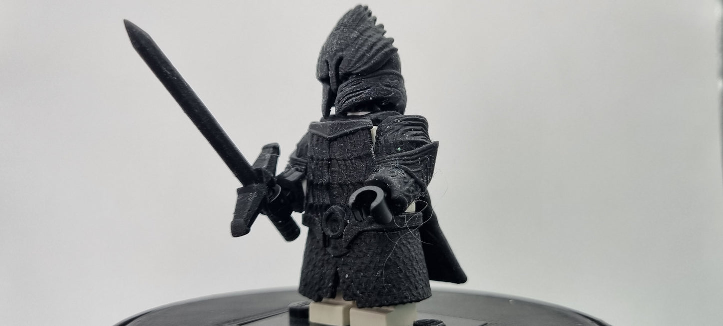 Building toy custom 3D printed evil lord ring warrior with sword weapon!