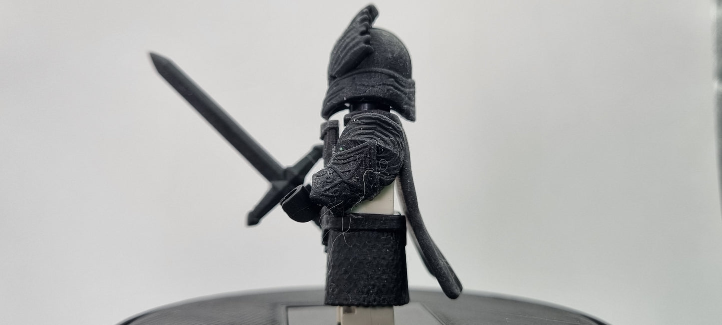 Building toy custom 3D printed evil lord ring warrior with sword weapon!